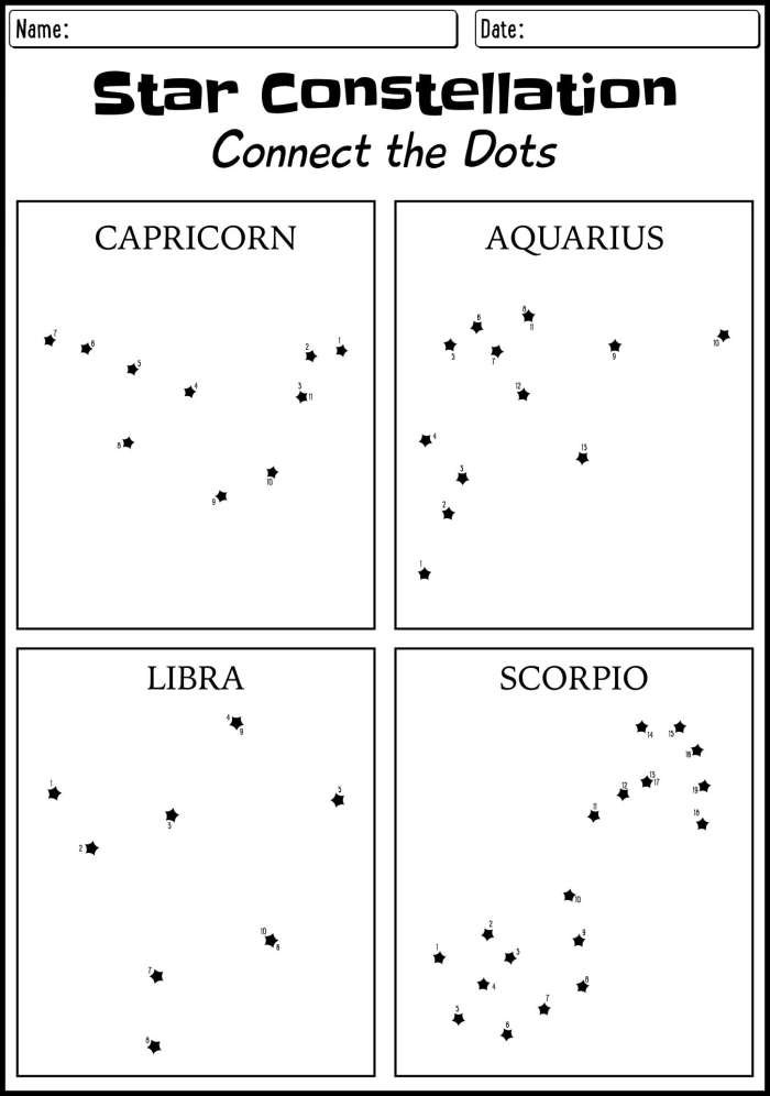 Connect the Dots Star Gazing Activity for Kindergarten - Image 7 A fun connect the dots worksheet featuring a constellation for young learners