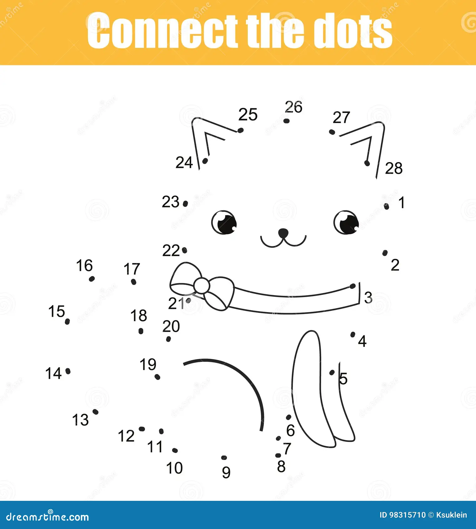 Connect the dots from A to Z worksheet featuring a cute Mr. Cat illustration for kindergarteners
