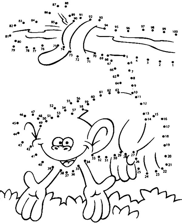 Kindergarten worksheet showing how to connect numbers to their corresponding object quantities