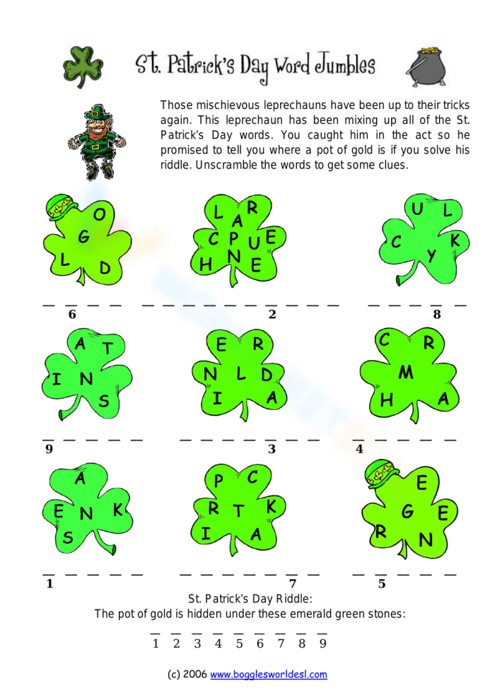 Reading worksheet for Third Grade Colorful Connect the Shamrocks Game worksheet for third graders to enhance reading skills. Fun family strategy game that promotes logic and teamwork.
