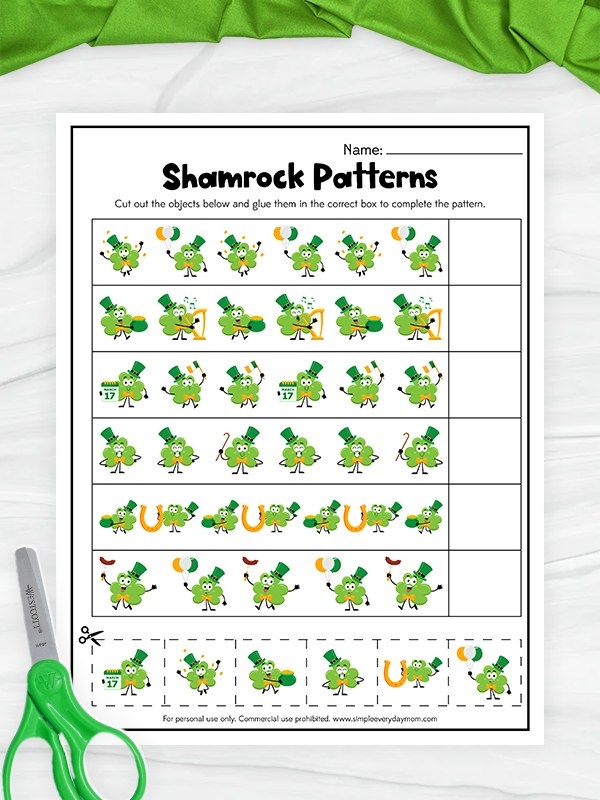 Reading worksheet for Third Grade Connect the Shamrocks Game worksheet designed for third graders to enhance reading skills through strategy. Fun family activity where kids can challenge parents and siblings with a touch of Irish luck.