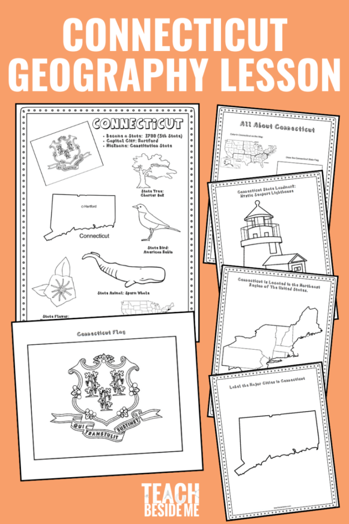 Connecticut Geography worksheet for fifth graders featuring maps and fun facts