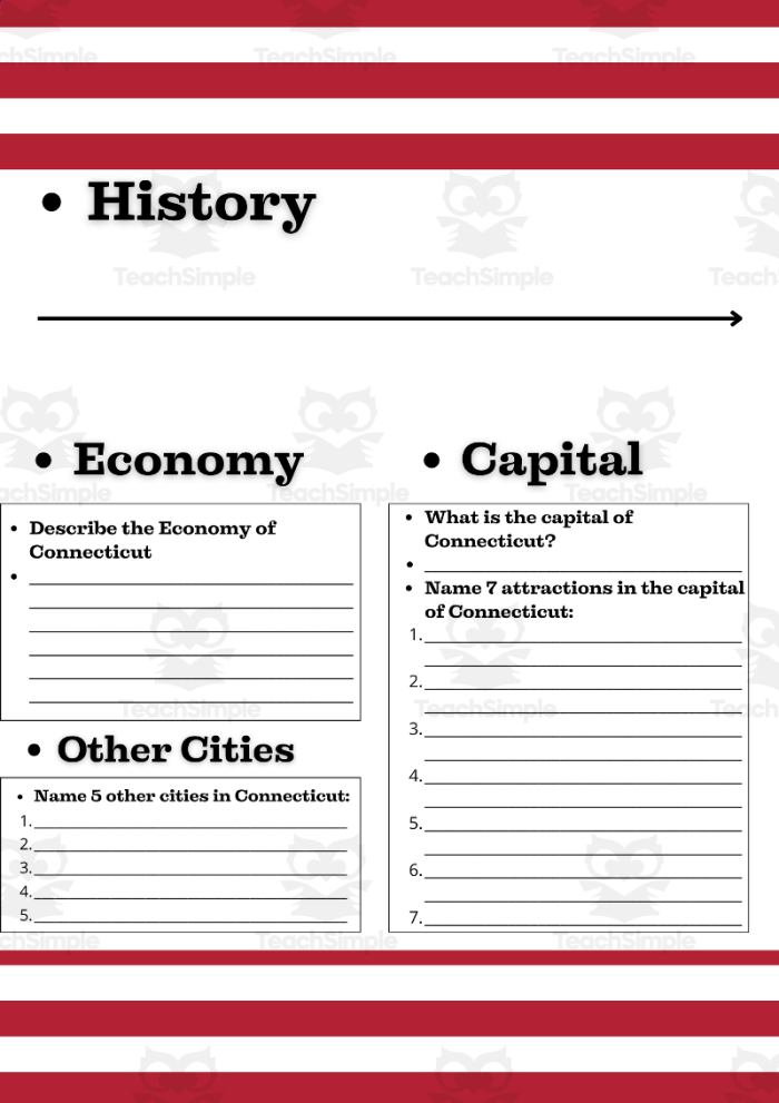 Connecticut geography worksheet designed for fifth graders to enhance their learning experience