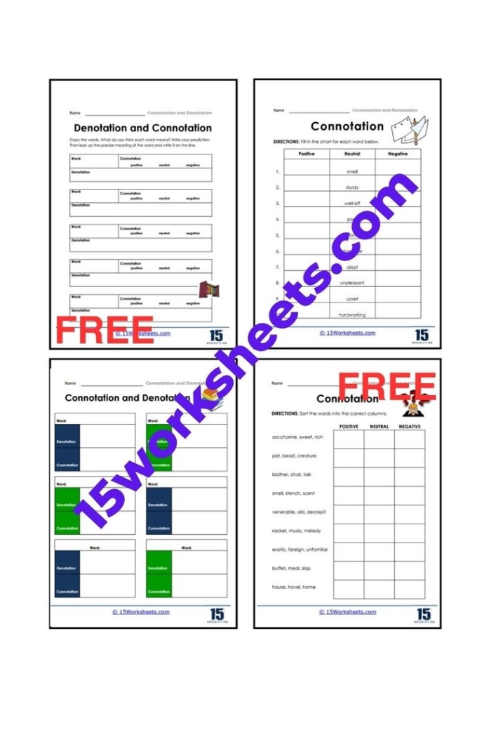 Sixth grade students completing a writing worksheet about word connotation and nuance with example sentences