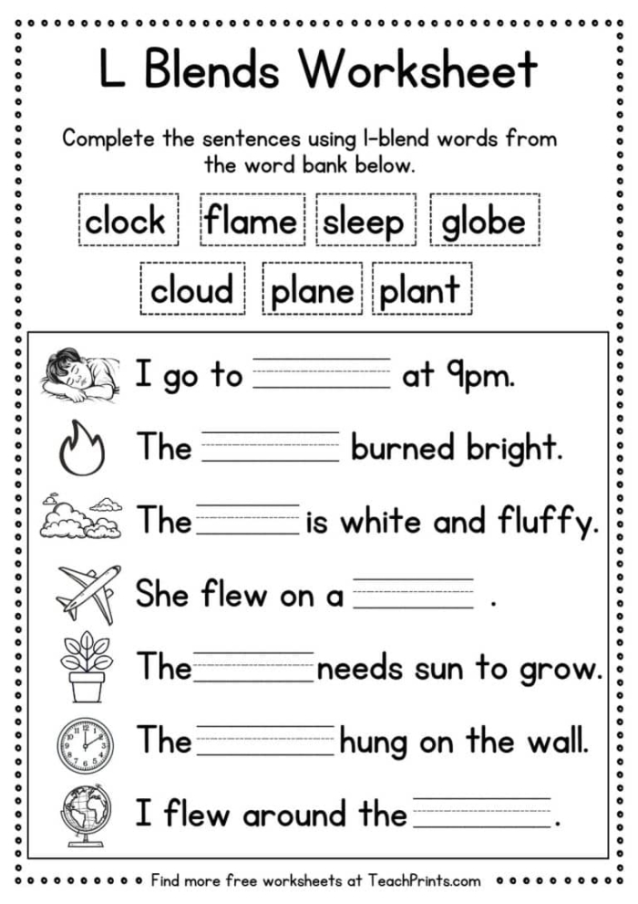 Blends in Context Reading Fluency Activity for Grade 2 Students Second grade student completing a consonant blends sentence worksheet with fill-in-the-blank exercises