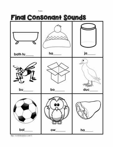 Addition worksheet for Second Grade Find the Right Consonant Endings worksheet for Second Grade