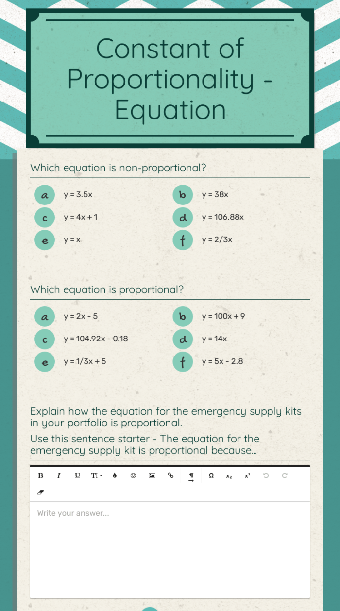 Finding the Constant of Proportionality From Tables Math Worksheet Example 4 Seventh grade student working through a proportional relationships table to determine the constant of proportionality value