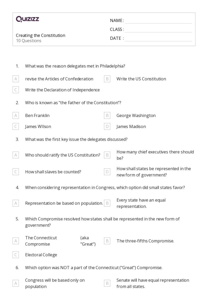 Fourth grade students practice their handwriting by copying historical text on this U.S. Constitution worksheet 25