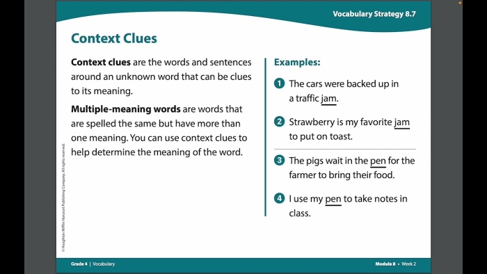 Using Context Multiple Meaning Words Worksheet Number 22 for Third Grade Third grade student using context clues to identify multiple meaning words on a worksheet