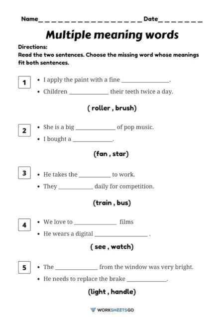 Using Context Multiple Meaning Words Worksheet 21 Third grade student using context clues to define multiple meaning words on a worksheet