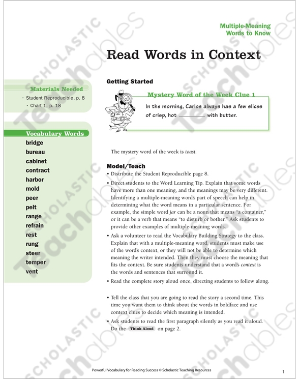 Using Context Multiple Meaning Words Worksheet Number 12 Third grade student practicing how to identify multiple meaning words using sentence context clues on a worksheet