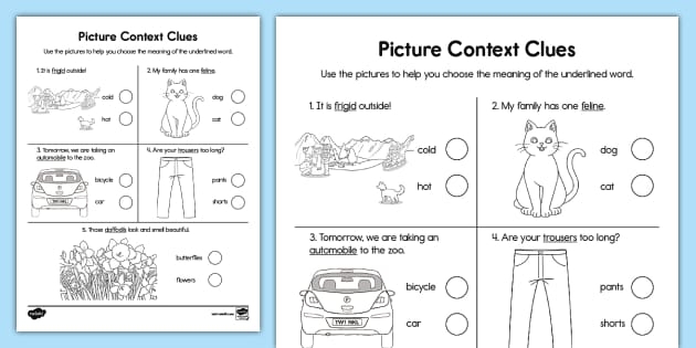Context Clues Worksheet featuring a fun Word Mystery activity for third graders