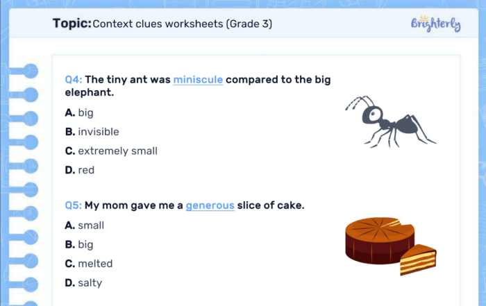 Context Clues and Homophones Assessment Activity for Elementary Learners Third grade context clues learning check worksheet 12 with subtraction problems for assessing student understanding of word meanings using context