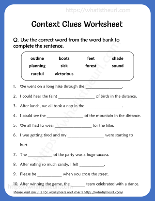 Third grade student identifying the meaning of vocabulary words using context clues in a reading worksheet