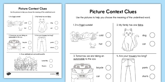 Context clues worksheet featuring word mysteries for third graders