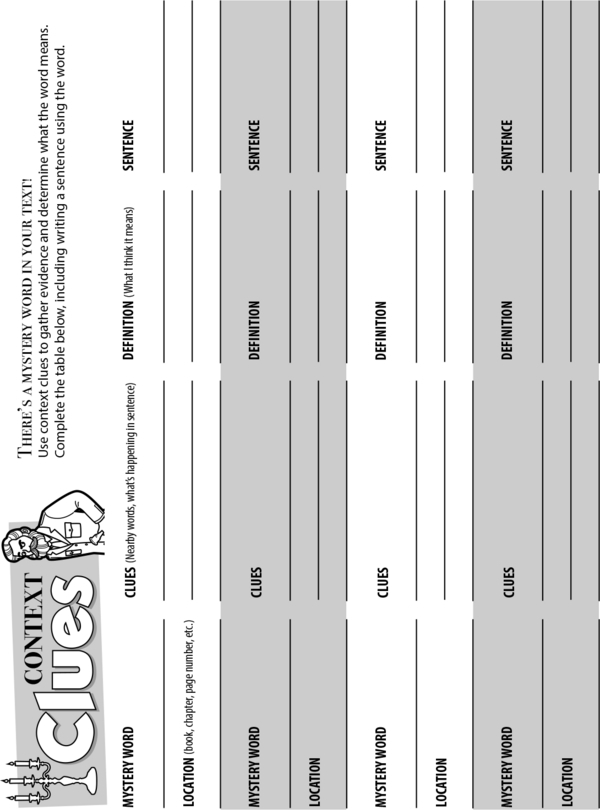 Context Clues Worksheet for Third Graders focusing on Word Mysteries