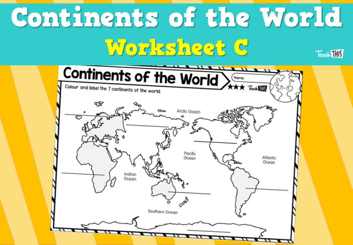 Third grade students solving a word scramble activity about the seven continents of the world
