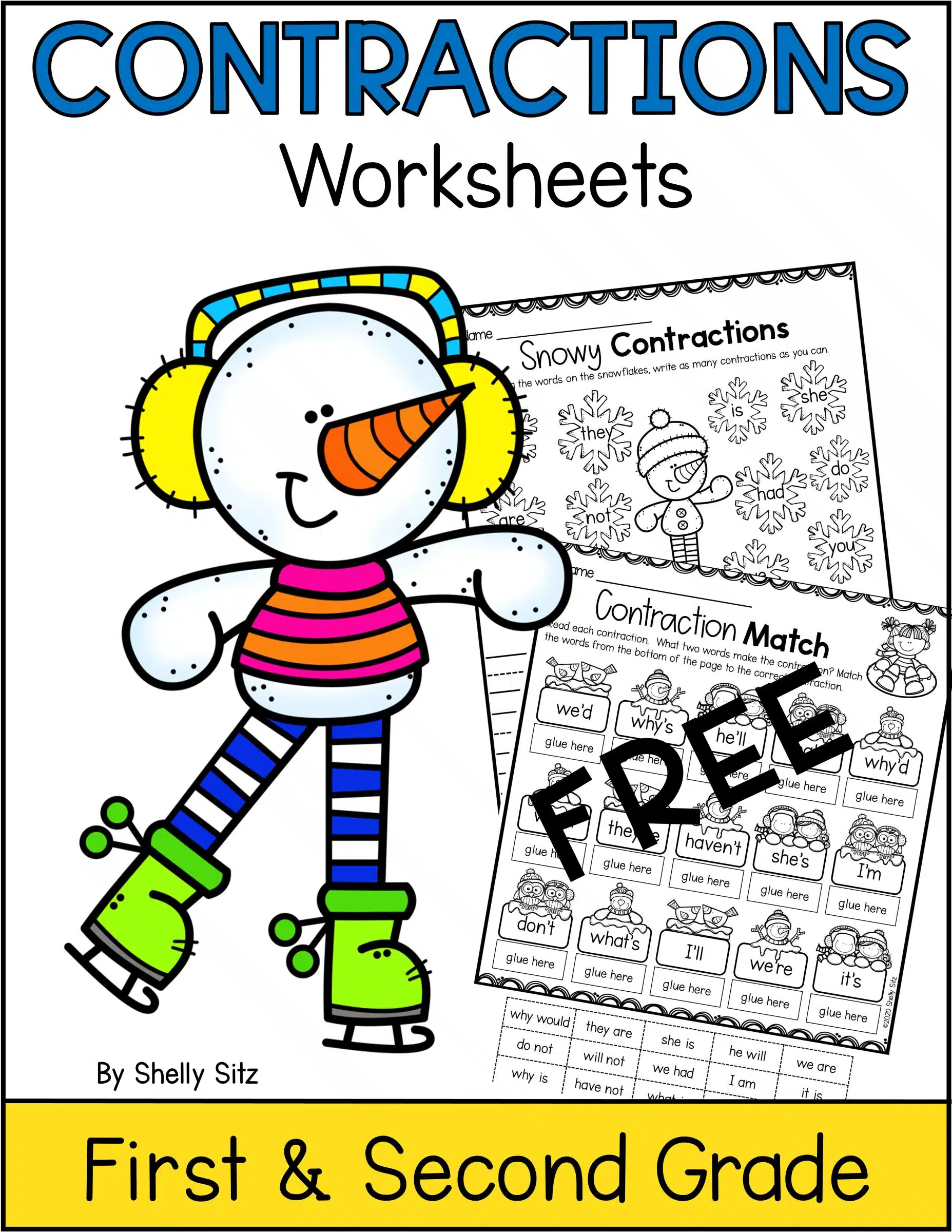 Worksheet featuring contractions in a construction zone for third graders