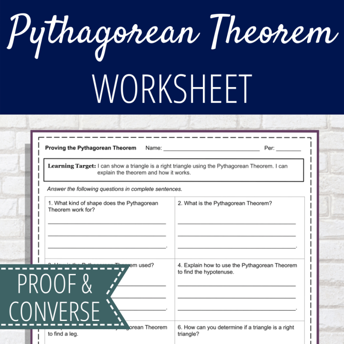 Can You Make a Right Triangle worksheet example 2 showing triangle side length calculations Eighth grade student working through converse of the Pythagorean theorem problems to determine if triangles are right triangles