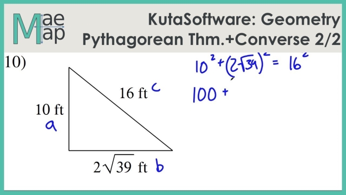 Converse of the Pythagorean Theorem Practice Worksheet 10 Eighth grade worksheet focusing on identifying right triangles through the converse of the Pythagorean theorem