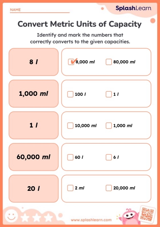 Convert Metric Units of Length Practice Worksheet for Fifth Grade Fifth grade worksheet featuring exercises on converting metric length units