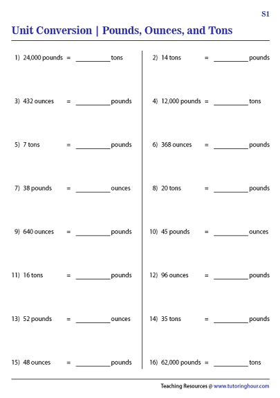Fourth grade Easter-themed worksheet showing practice problems for converting between pounds and ounces with spring bunny decorations
