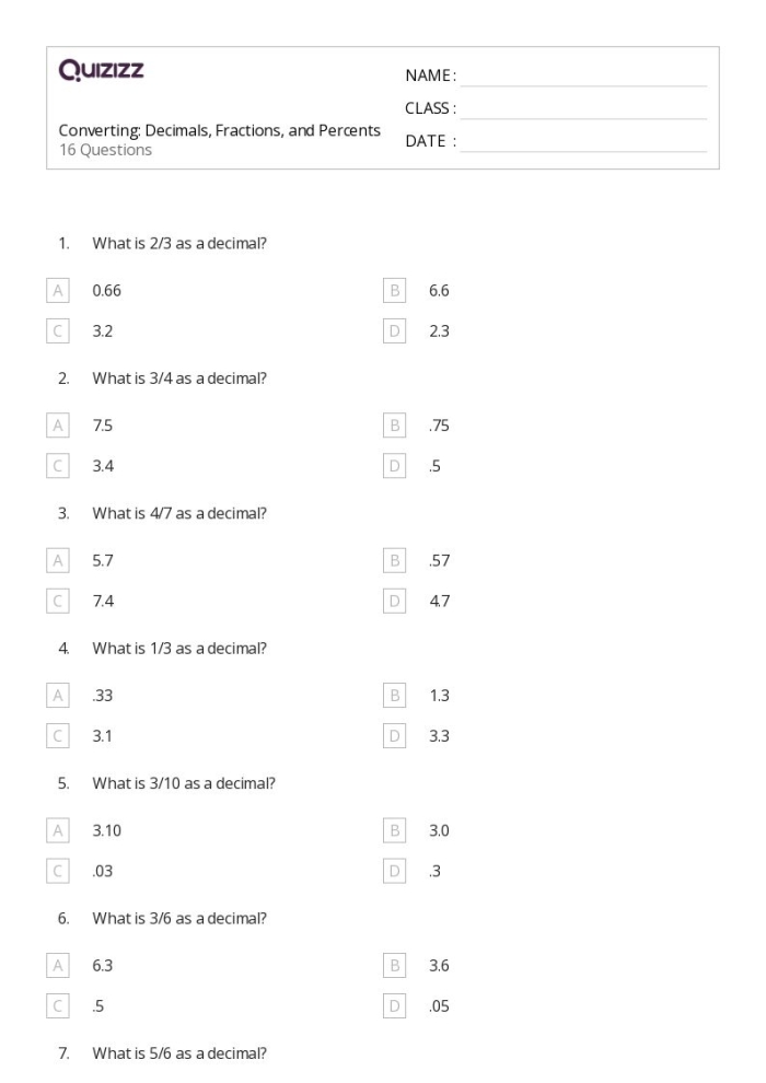 Converting Percents to Decimals Worksheet 12 Fifth grade math worksheet focused on converting percents to decimals practice