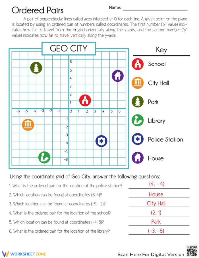 Fourth grade student navigating a Geo City map with coordinate grid points