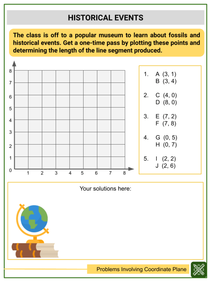 Fifth grade students solving coordinate plane word problems by plotting points on a grid in the first quadrant