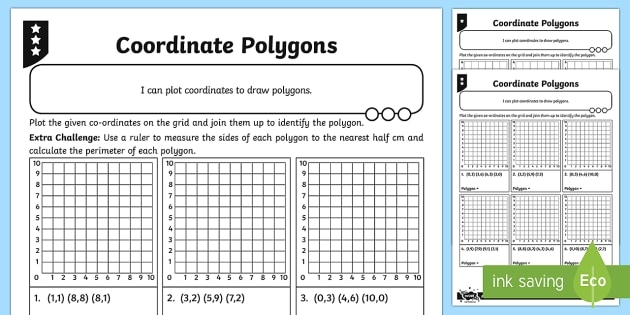 Sixth grade students plotting and identifying polygon shapes on a coordinate grid plane