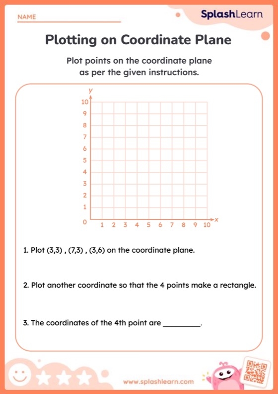 Sixth grade geometry worksheet featuring polygons drawn on a coordinate plane based on coordinate vertices