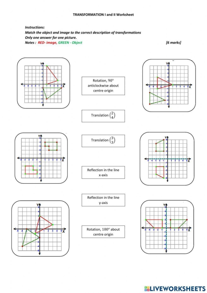 Eighth grade geometry worksheet featuring a grid for practicing reflections on the coordinate plane