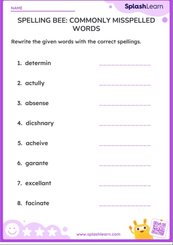 Sixth grade students practicing grammar with a Correct Spelling Errors worksheet page 16