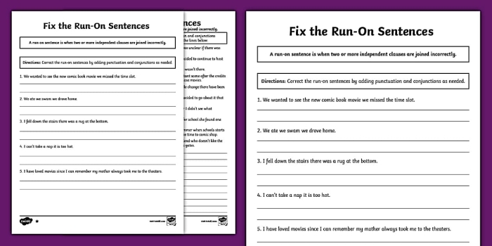 Worksheet for correcting run-on sentences featuring classic quotes by Shakespeare
