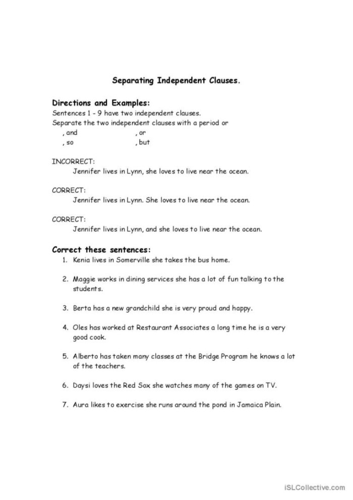 Worksheet featuring classic Shakespeare quotes for correcting run-on sentences