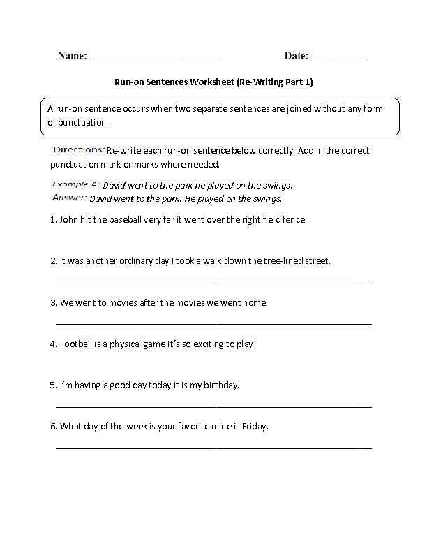 Worksheet page featuring activities for correcting run-on sentences using famous Shakespeare quotes
