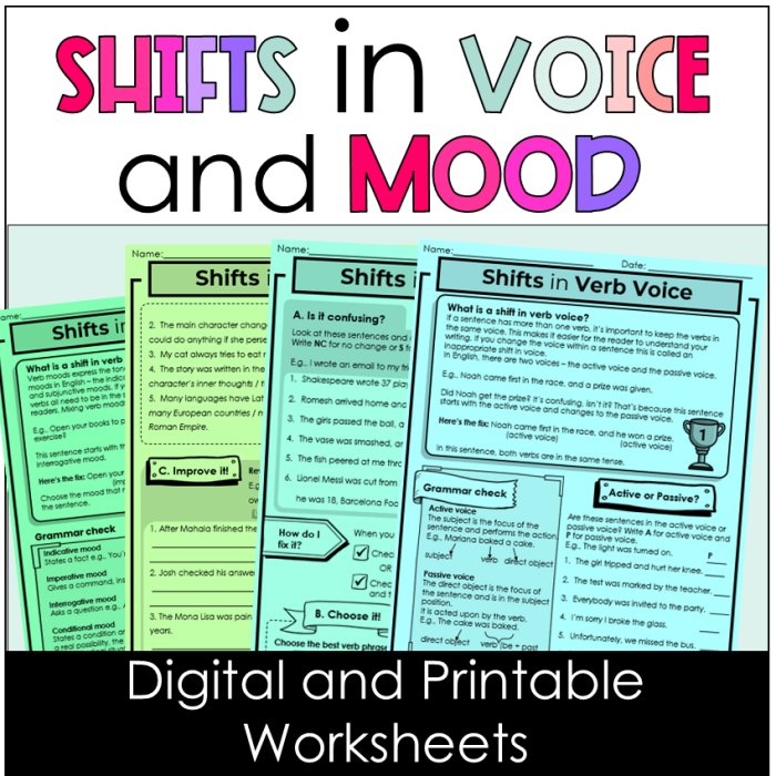 Correcting Shifts in Verb Voice Worksheet - Image 14 Worksheet on correcting shifts in verb voice for eighth graders