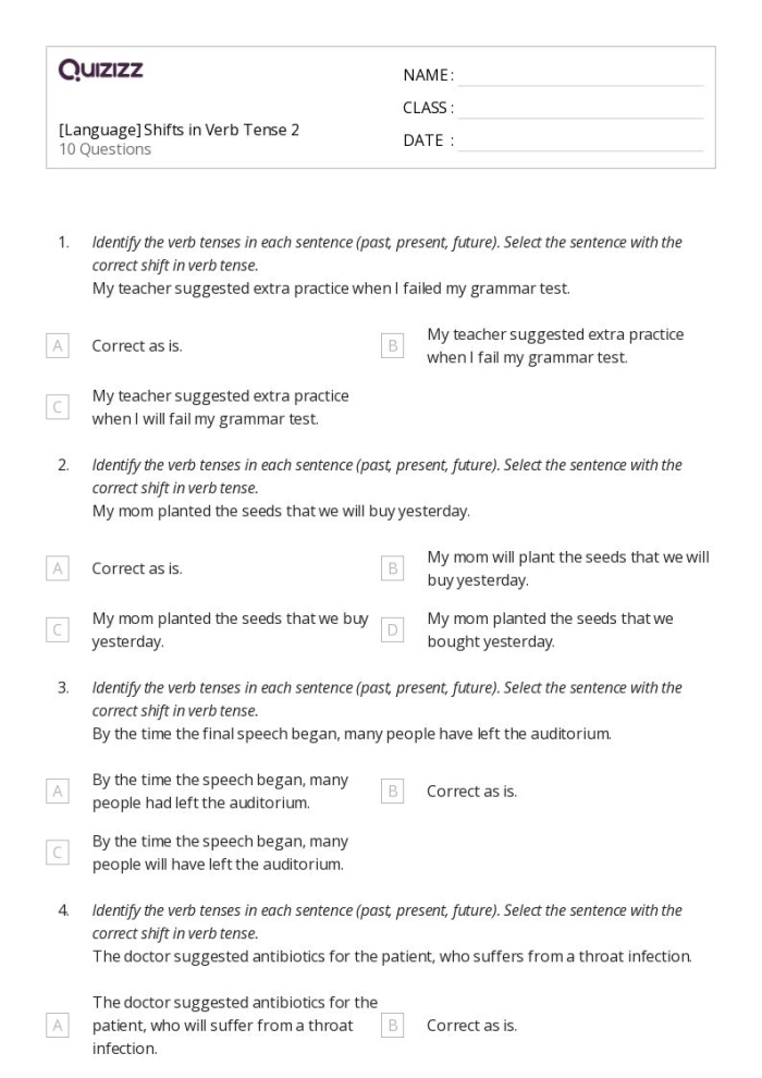 Correcting Shifts in Verb Voice worksheet example for eighth grade students Worksheet illustrating the correction of verb voice from passive to active for eighth graders
