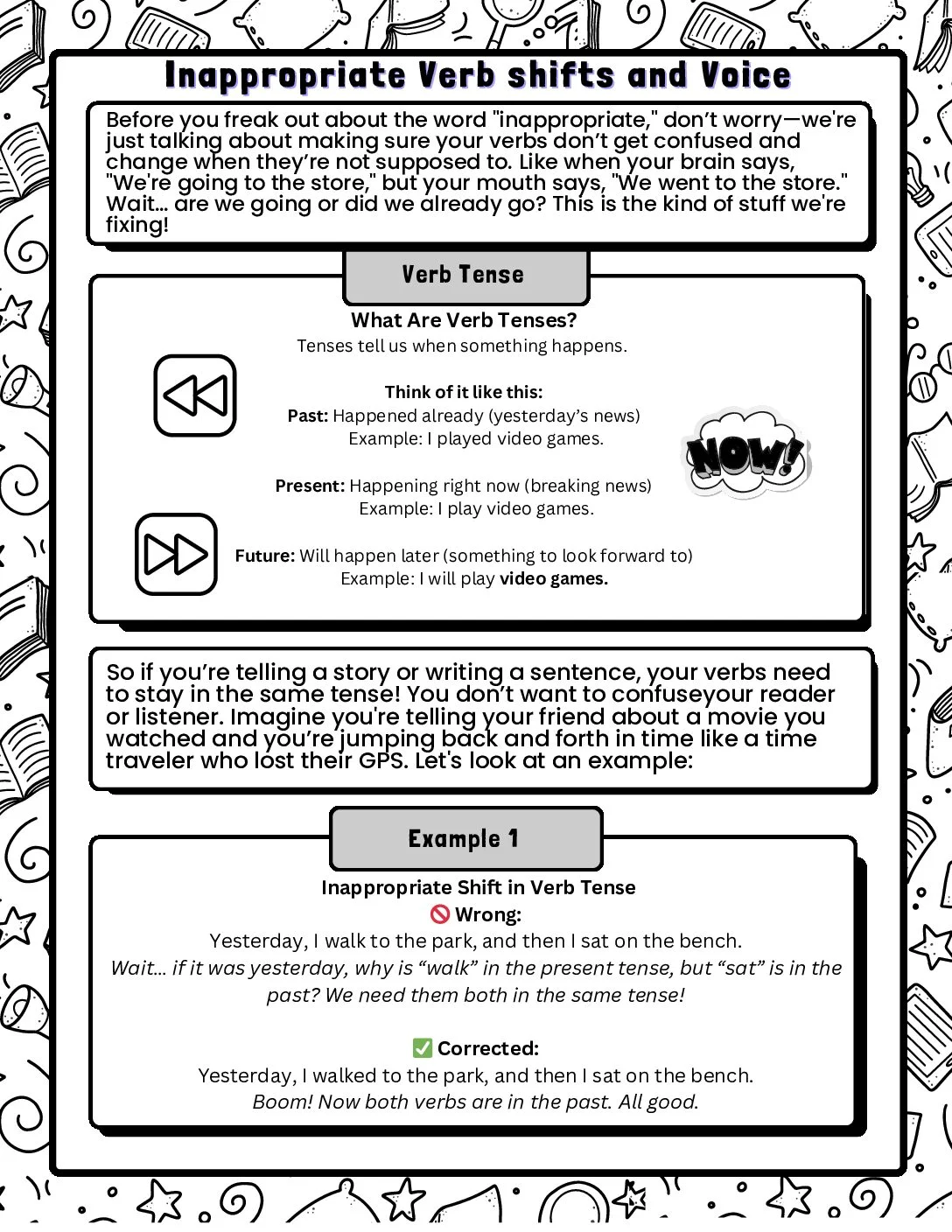Correcting Shifts in Verb Voice Worksheet Image 9 Worksheet for correcting shifts in verb voice for eighth graders
