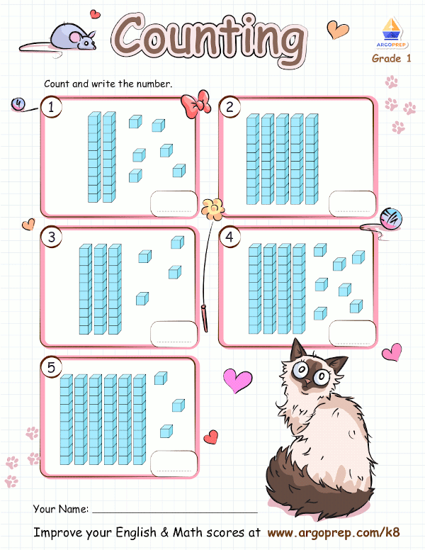 Earth and Space Science worksheet for First Grade Count and Add Blocks worksheet for first graders focusing on two-digit and one-digit addition. Engaging educational resource for young learners in Earth and Space Science.