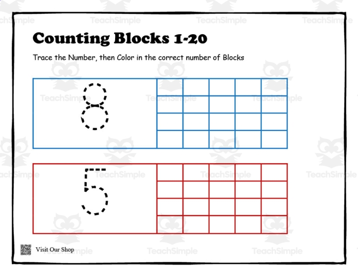 Engaging activity to help children add two-digit and one-digit numbers Colorful Count and Add Blocks worksheet for first graders learning addition