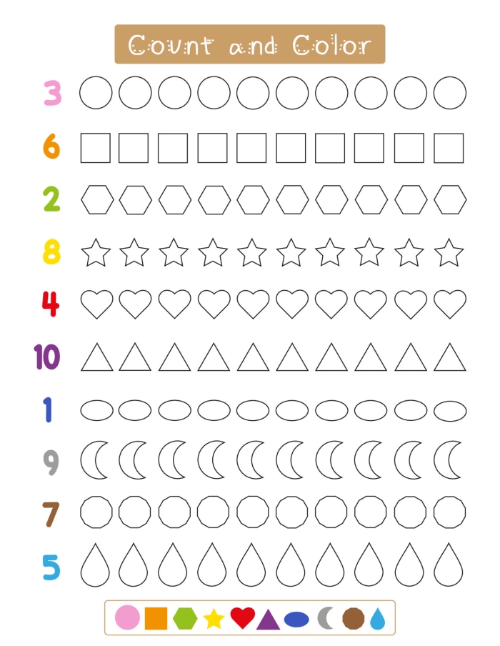 Count 'n Color: Engage with numbers and creativity through this fun worksheet Counting and coloring worksheet featuring numbers 5-10 for kindergarten children