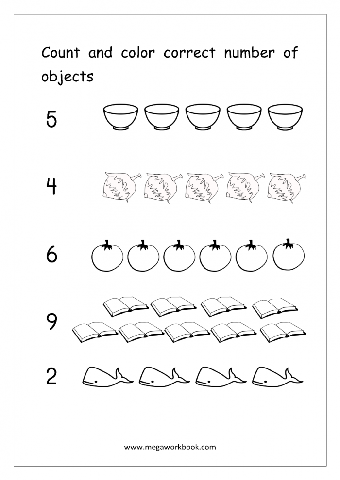 Count 'n Color: The Numbers 5-10 Worksheet for Young Learners Counting and coloring worksheet featuring numbers 5-10 for kindergarten children