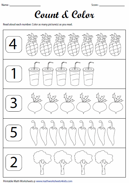 Kindergarten worksheet for counting and coloring numbers eleven through twenty