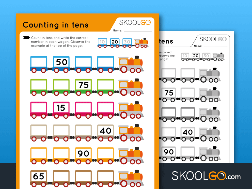 Count by Tens Practice Sheet for Elementary Math Learners Second grade math worksheet showing skip counting by tens up to 250 with fill-in-the-blank exercises
