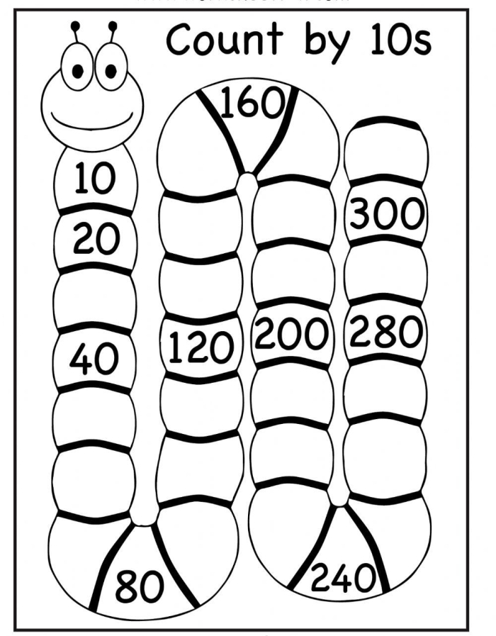 Skip Counting by Tens to 250 Math Practice Worksheet 5 Second grade math worksheet showing students how to count by tens up to 250