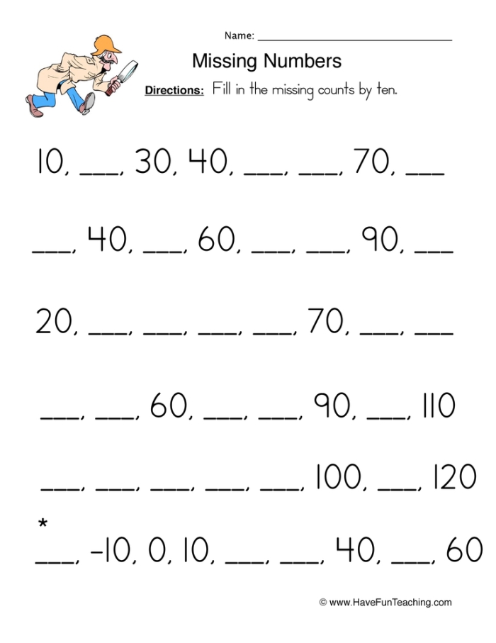 Count by Tens to 250 Worksheet Number 23 Second grade math worksheet showing students how to count by tens up to 250