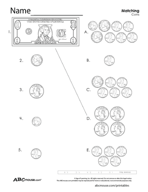 Second grade math worksheet featuring St. Patricks Day coins for students to count and sum
