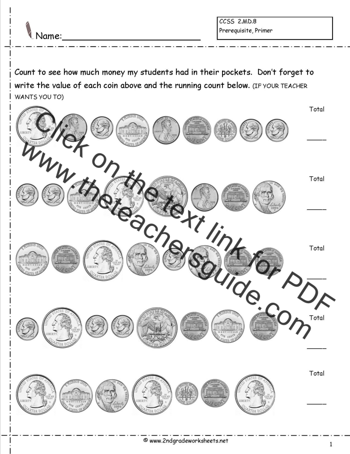 Count the Gold Coins worksheet for Kindergarten students Little leprechauns counting gold coins on a St. Patrick's Day worksheet