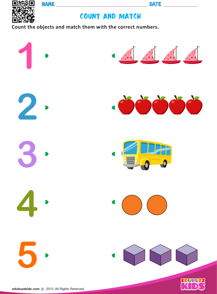 Alphabet worksheet for Kindergarten Worksheet featuring a Count 'n Color activity for numbers 5-10 with colorful objects for kids to color. Count and color the groups to enhance number recognition and creativity in kindergarten.